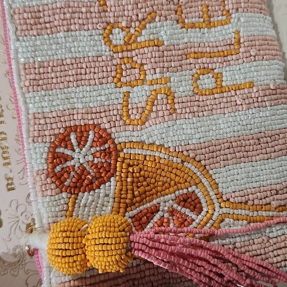 🔹️ Wandering Moon India Handmade Stripped Beaded "Sprtiz Please" Coin Pouch - Picture 5 of 7